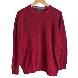 Eddie Bauer Fishermans Sweater Large Cotton Crew  Pullover Cozy Cabin Cottage‎